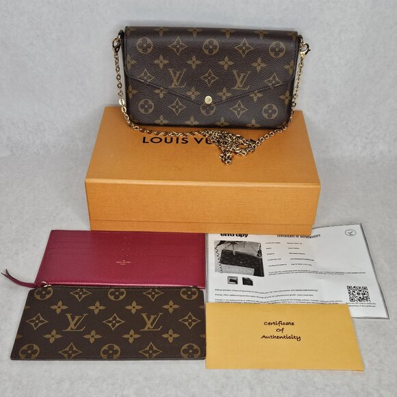 Louis Vuitton Monogram Felicie Fuschia Crossbody Purse Handbag with Pouches Box - Picture 1 of 16